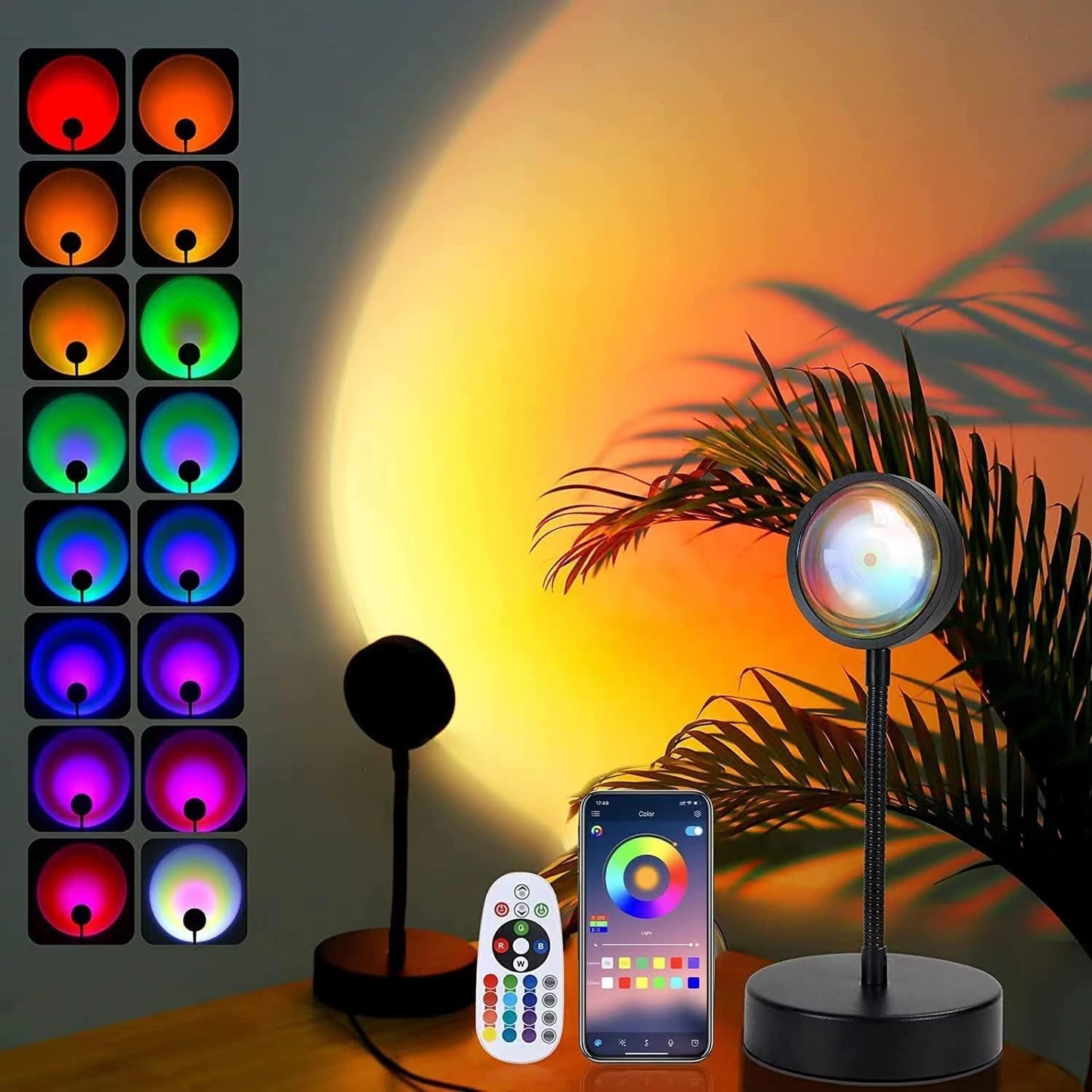 Upgraded 10W Sunset Lamp Projector - LED Ambient Night Light for Children, Sunlight and Sunrise Effects, RGB Party Lighting
