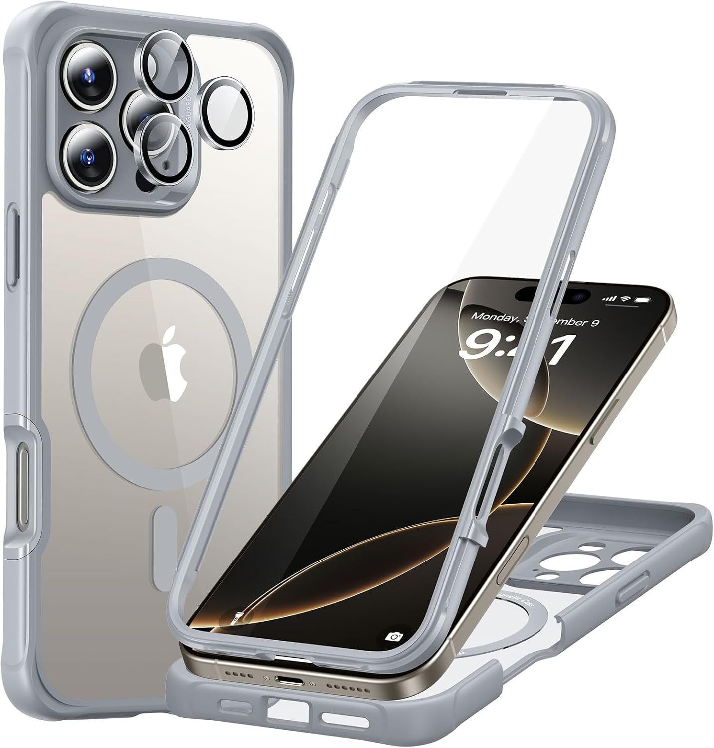 iPhone 15 Pro Max Armor Series Case: Full-Body Shockproof MagSafe Protection with Built-In Stash Stand and Individual Lens Protectors - Black