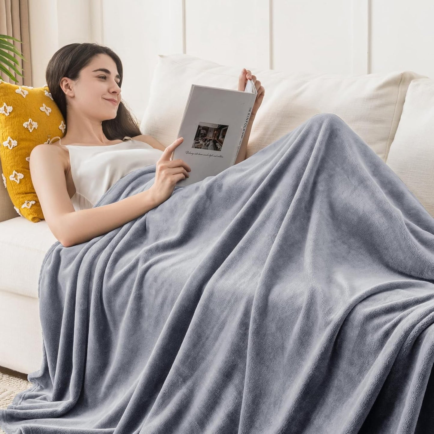 Fleece Throw Blankets - Couch, Cozy Lightweight Flannel, Warm Fuzzy Winter Unisex Blanket (Grey, 50" X 60")