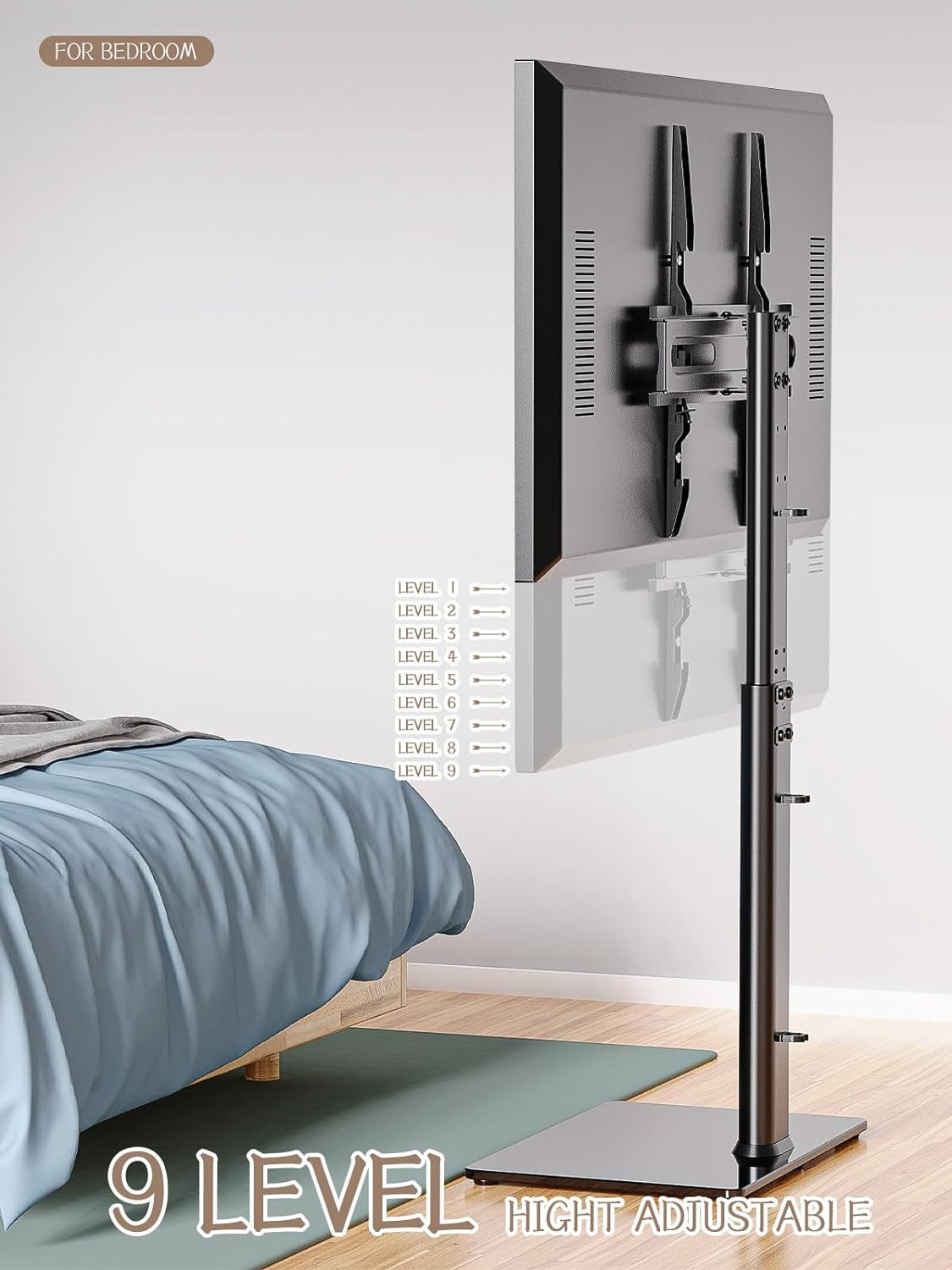 Universal Floor TV Stand - Mount 80 Degree Swivel Height Adjustable and Space Saving Design for Most 27 to 65 Inch Tvs