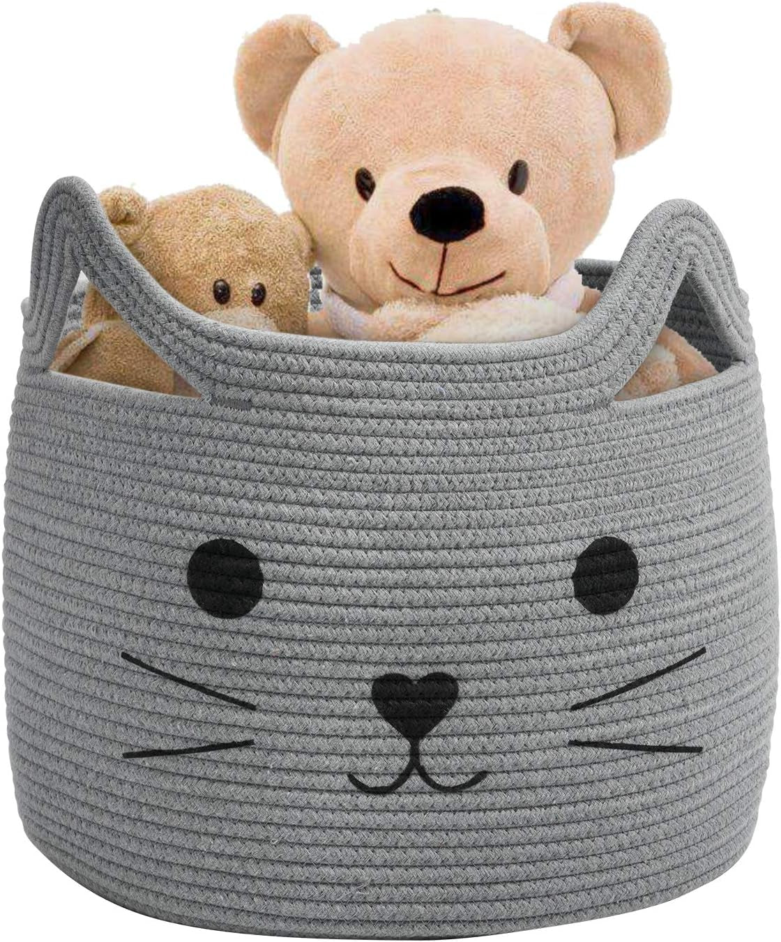 Premium Large Woven Cotton Rope Storage Basket - Versatile Organizer for Towels, Blankets, and Clothing - 15.7" L x 11.8" H - Gray