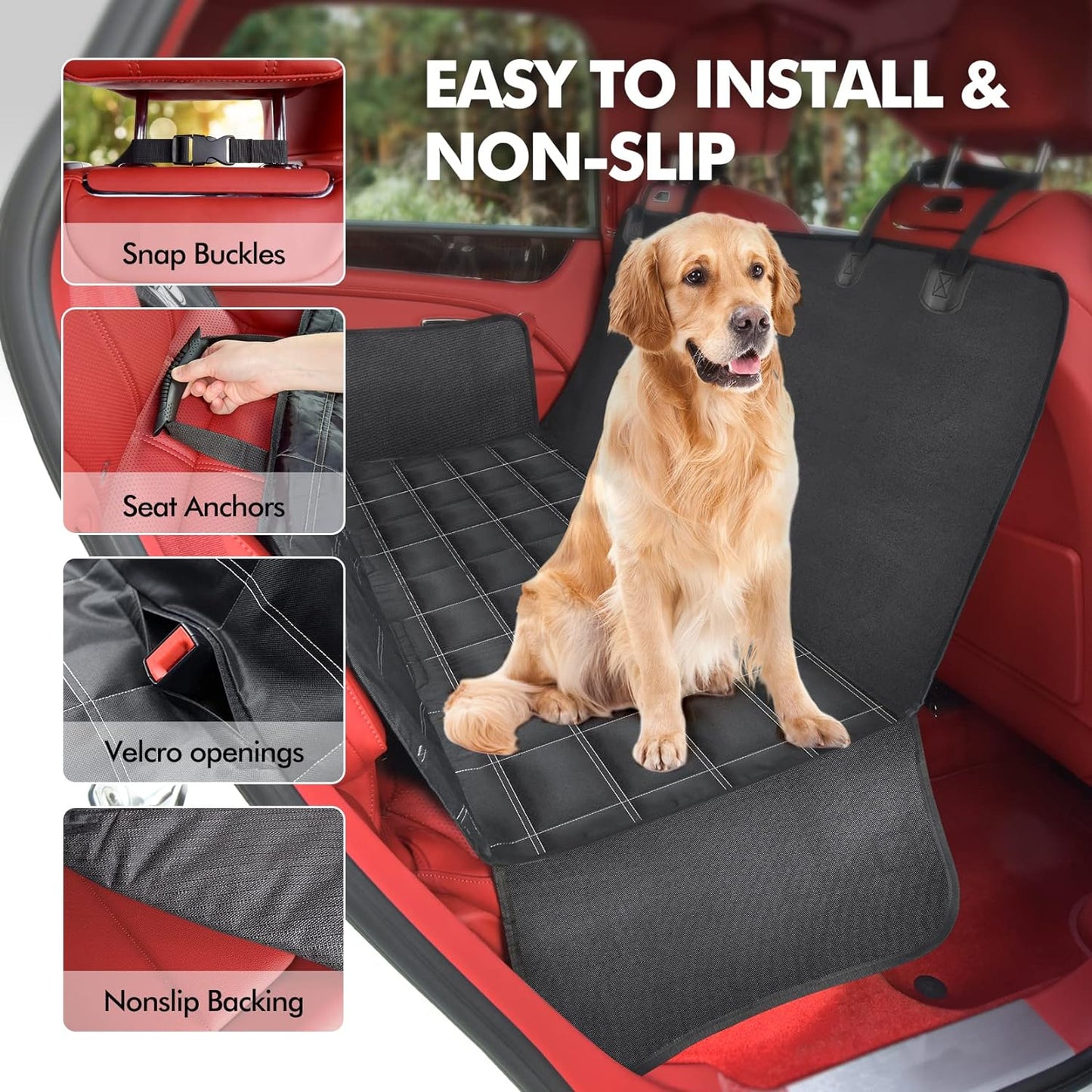 Multifunctional Waterproof Dog Car Seat Cover and Hammock, Scratch-Resistant Nonslip Protector