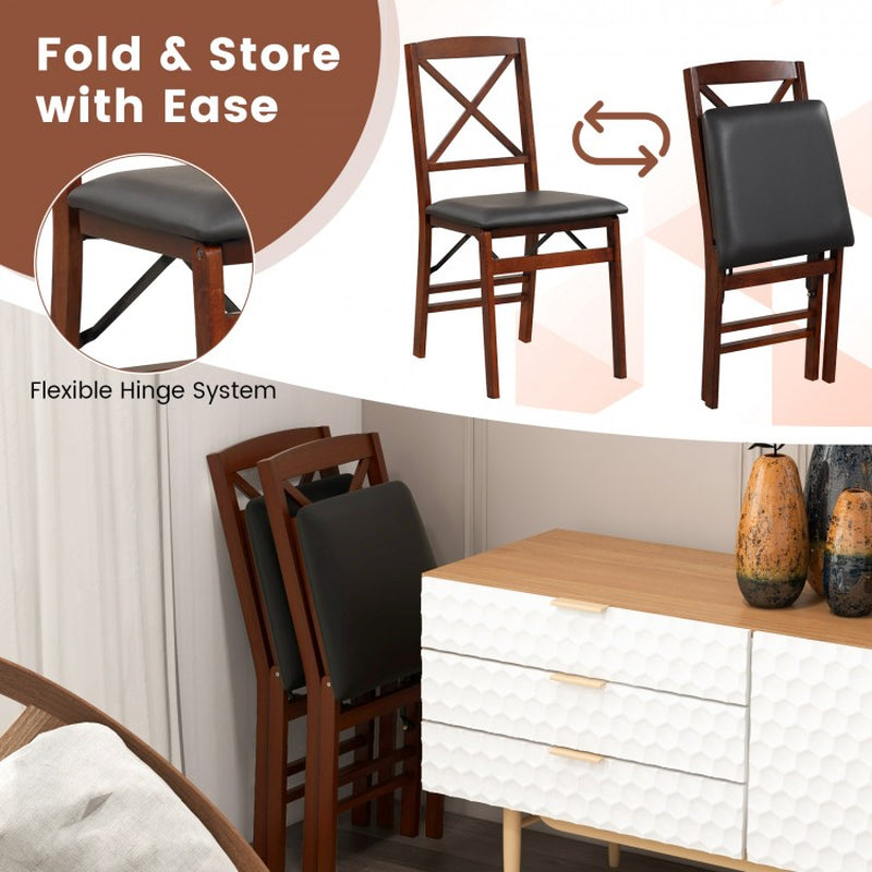 Set of Two Heavy-Duty Folding Dining Chairs with Padded Seats and 400 lbs Weight Capacity