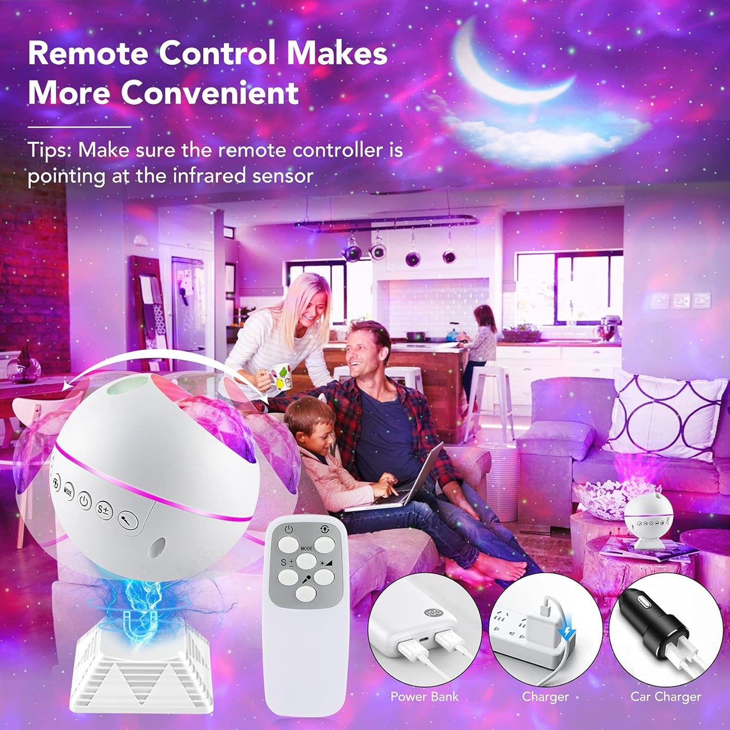 Galaxy Light Projector with Remote Control - Super Silent LED Star and Nebula Projector for Room Decor, Parties, and Holiday Gifts