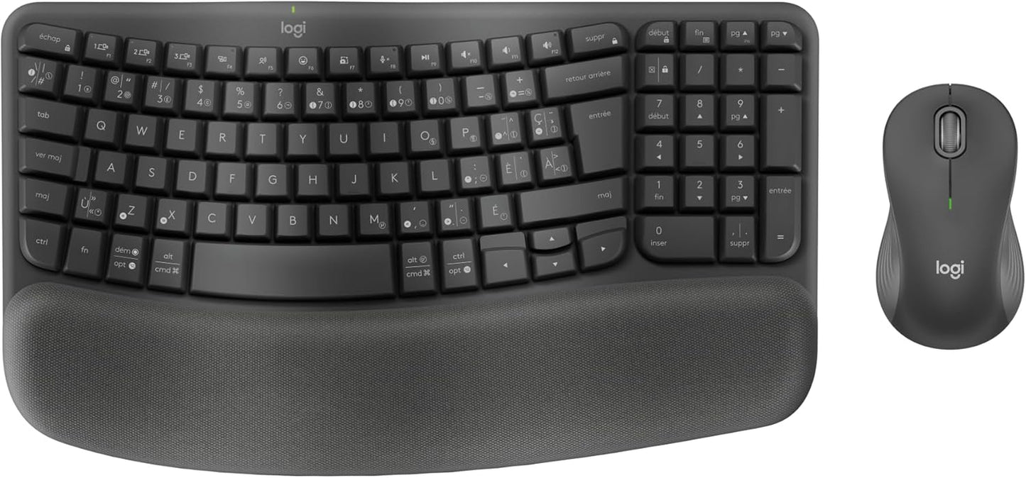 Wireless Ergonomic Keyboard and M550 L Wireless Mouse Combo - Bluetooth and Logi Bolt Compatible, Multi-OS Support