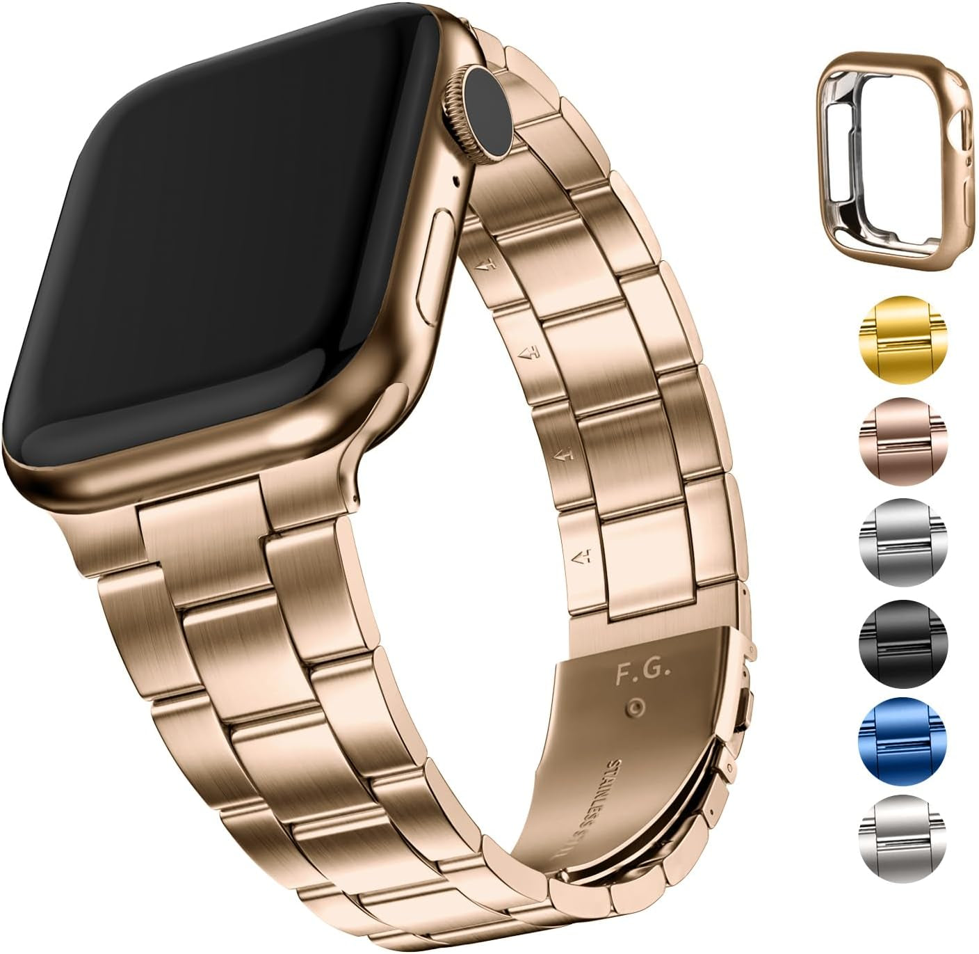 Stainless Steel Apple Watch Band with Case - Compatible with 38mm to 45mm Models, Including Ultra 2 and Series 1-9