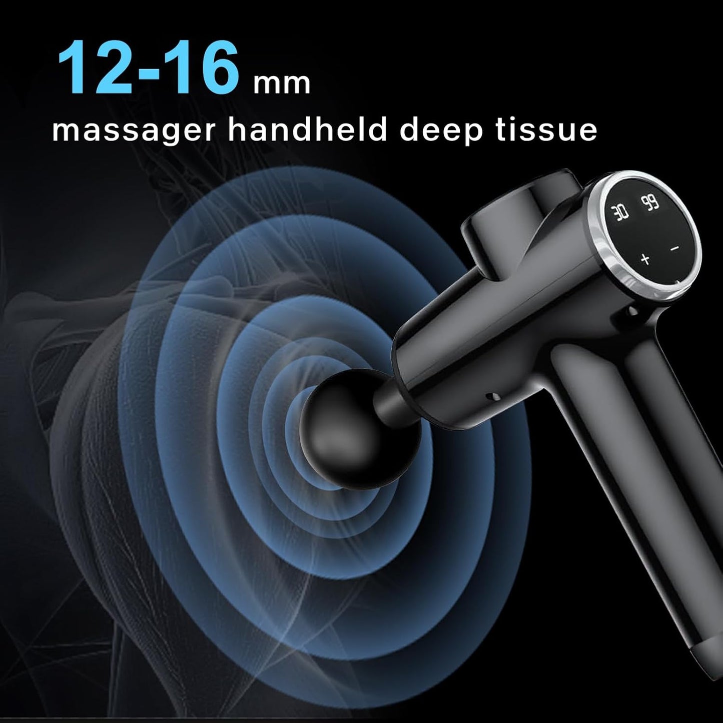Deep Tissue Massage Gun for Back, Neck, Shoulder, and Leg Relief – Percussion Massager with 30 Speed Levels