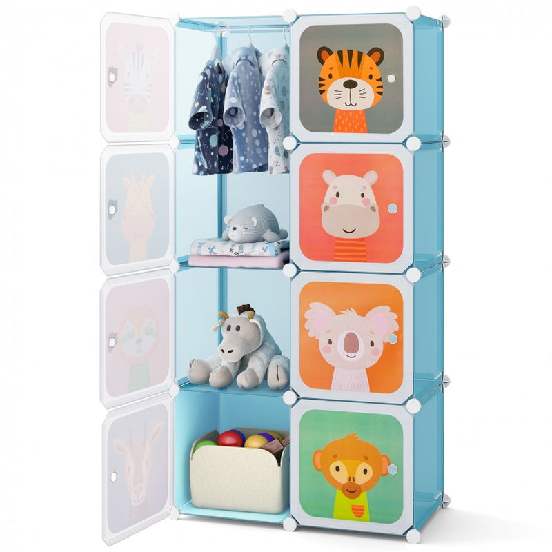 8-Cube Children's Wardrobe with Hanging Section and Doors
