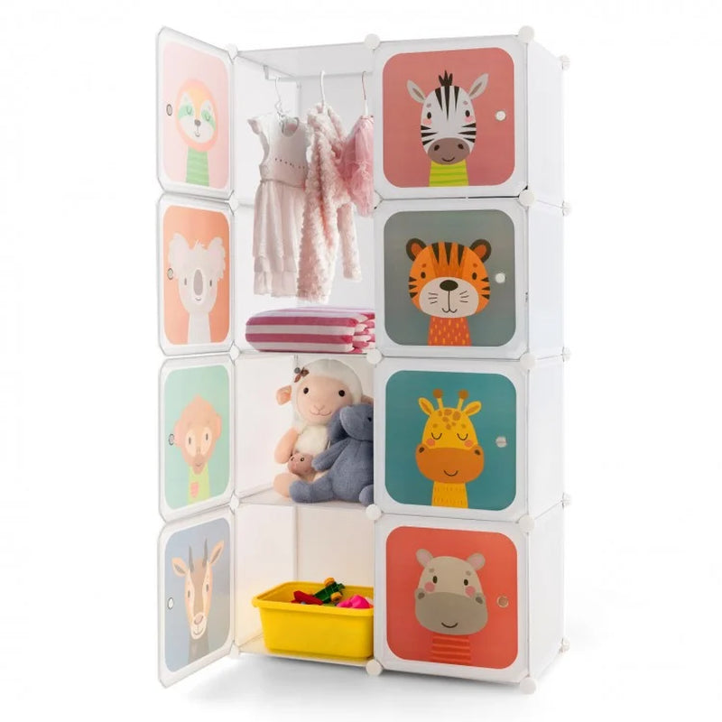 8-Cube Children's Wardrobe with Hanging Section and Doors