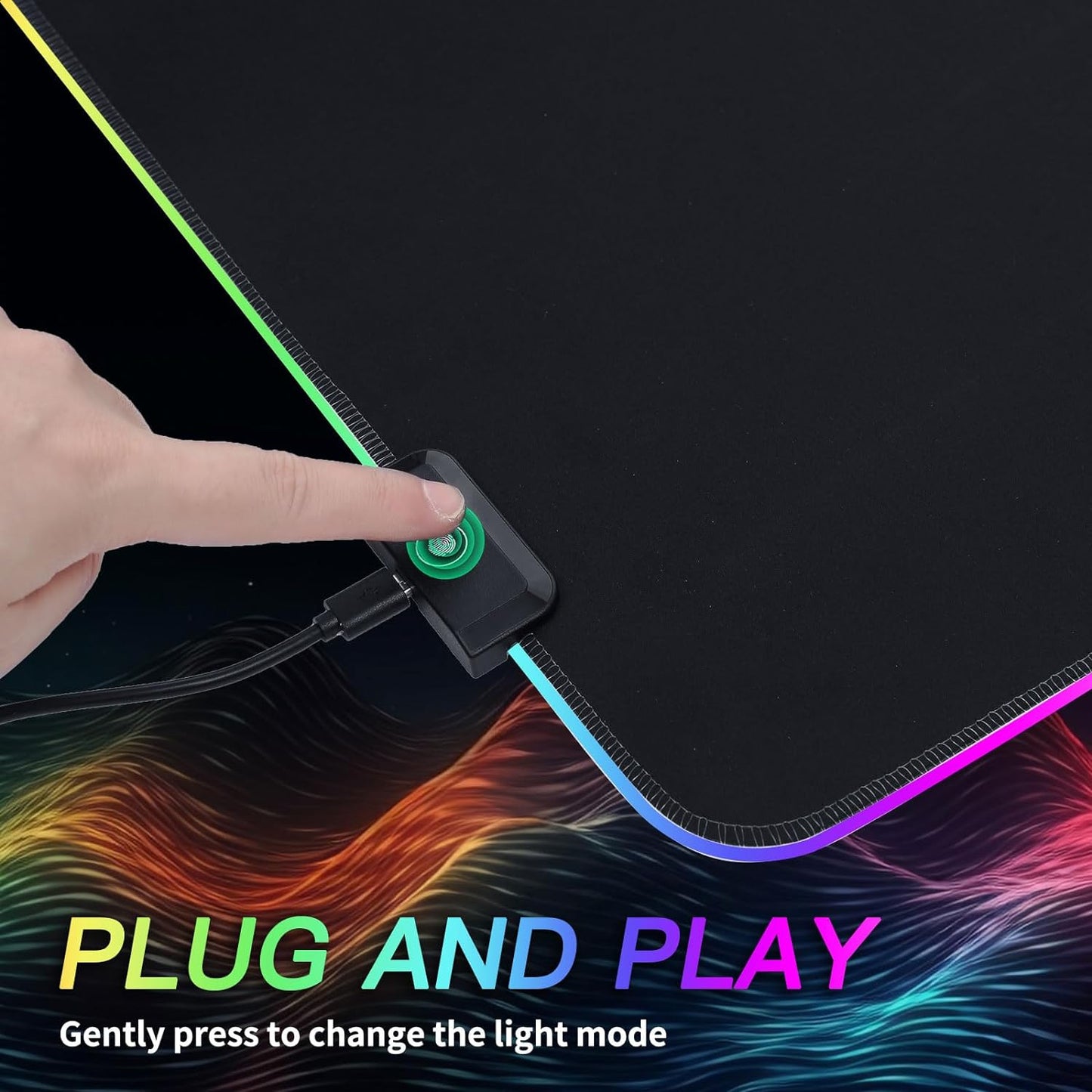 RGB Gaming Mouse Pad, Oversized Mouse Mat with 12 Light Modes, Non-Slip Rubber Base, Large Computer Keyboard Mouse Pad for PC Gaming, Office, 800 X 300 X 3 Mm, Black