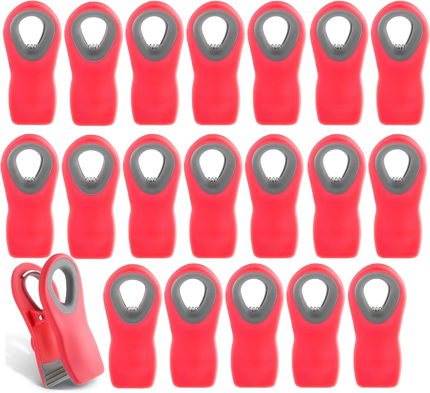 Magnetic Bag Clips for Food Storage - Airtight Seal Grip for Bread, Snack, and Food Bags (Red, Pack of 20)