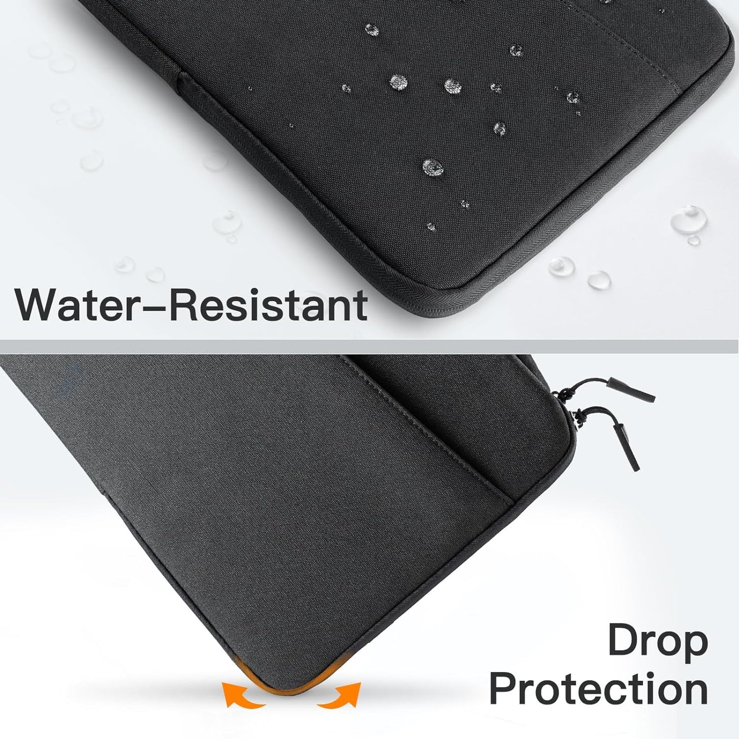 15-Inch Laptop Sleeve, Waterproof Case with Portable Handle and Pocket, Compatible with 15-Inch Notebooks (Black)