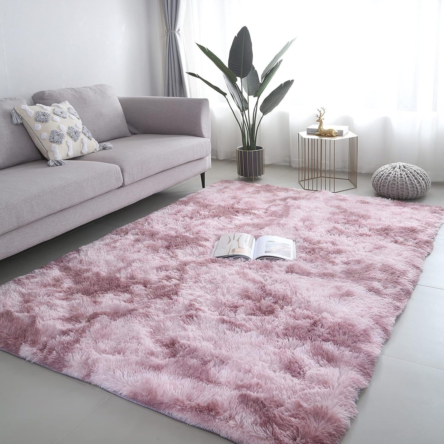 Ultra Soft Modern Shaggy Area Rug for Bedroom and Living Room - Fluffy Throw Carpet for Kids' Rooms (4x6 Feet, Dark Gray)