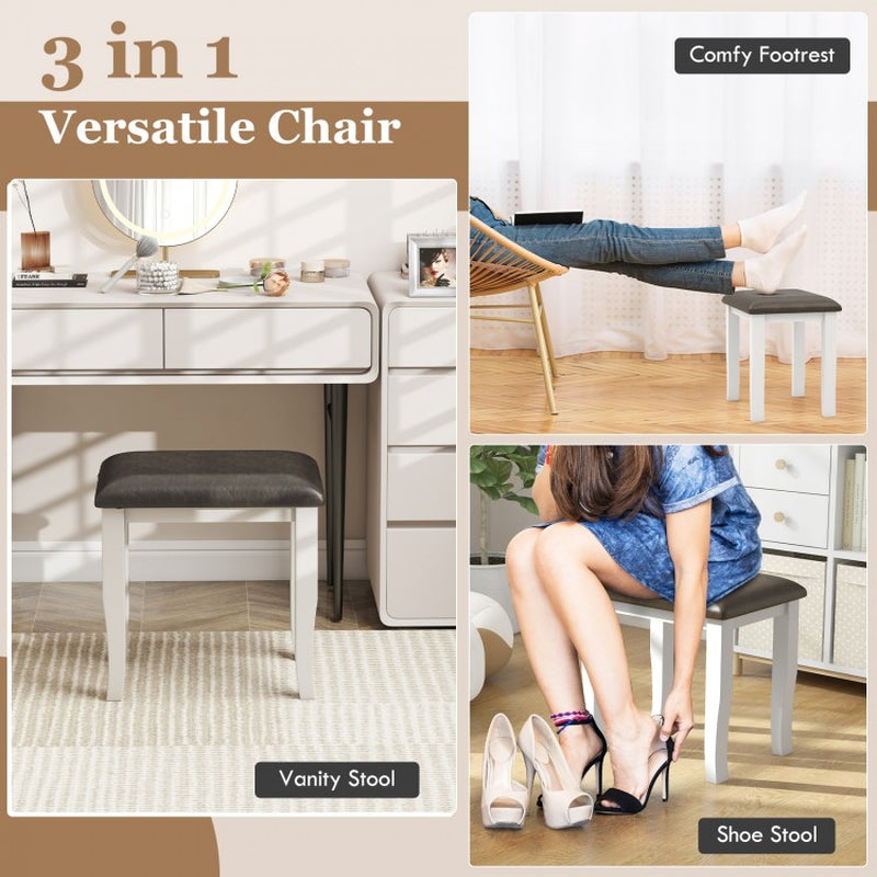 Set of 2 Faux Leather Vanity Stools for Makeup and Living Rooms