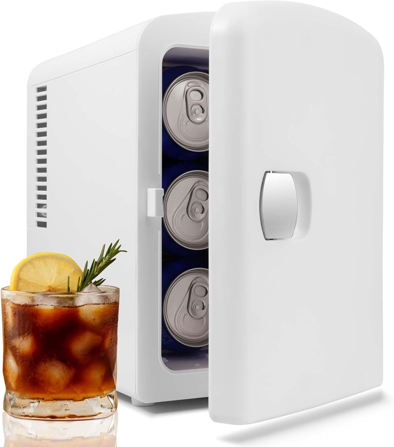 Compact 4L Personal Mini Fridge for Drinks and Skincare - Portable Cooler and Warmer for Office Use (White)