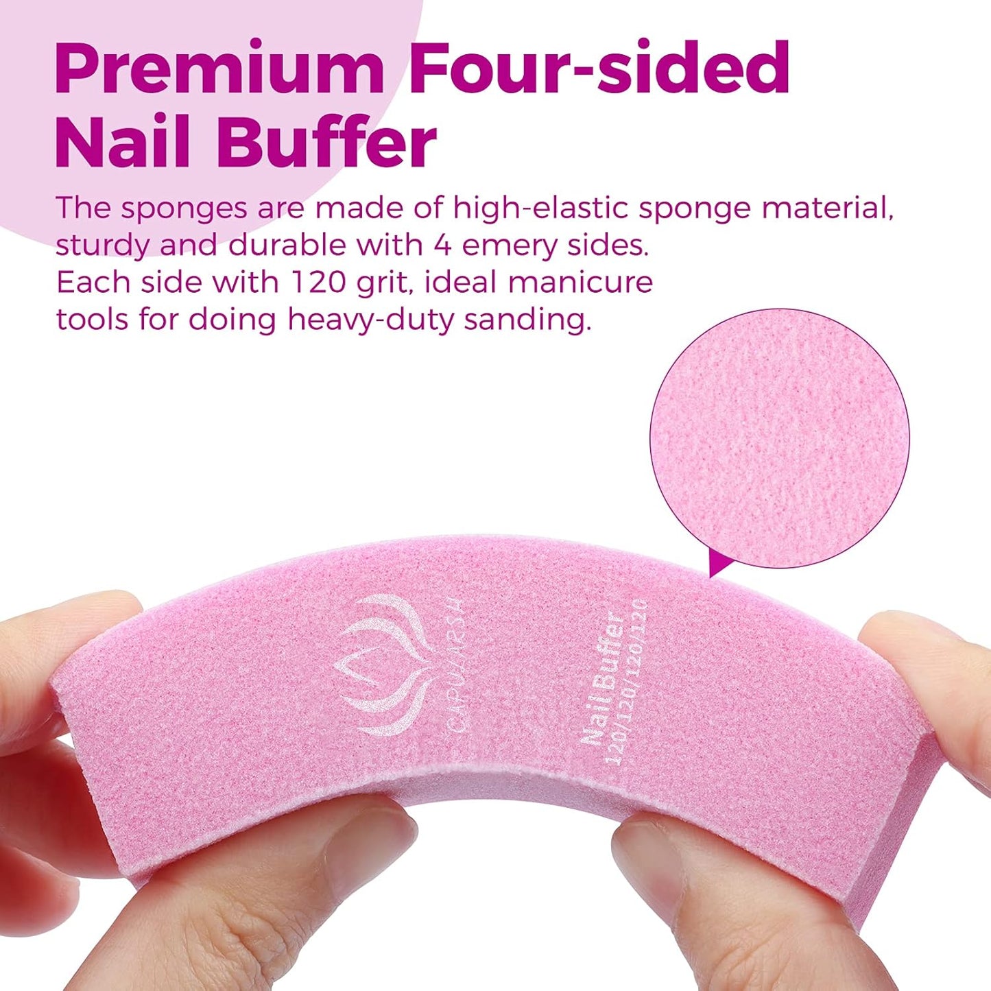 Professional 16-Pack Nail Files and Buffers Kit - Includes 10 Double-Sided 100/180 Grit Nail Files and 6 Four-Sided 120 Grit Nail Buffer Blocks for Acrylic and Dip Nails at Home or Salon