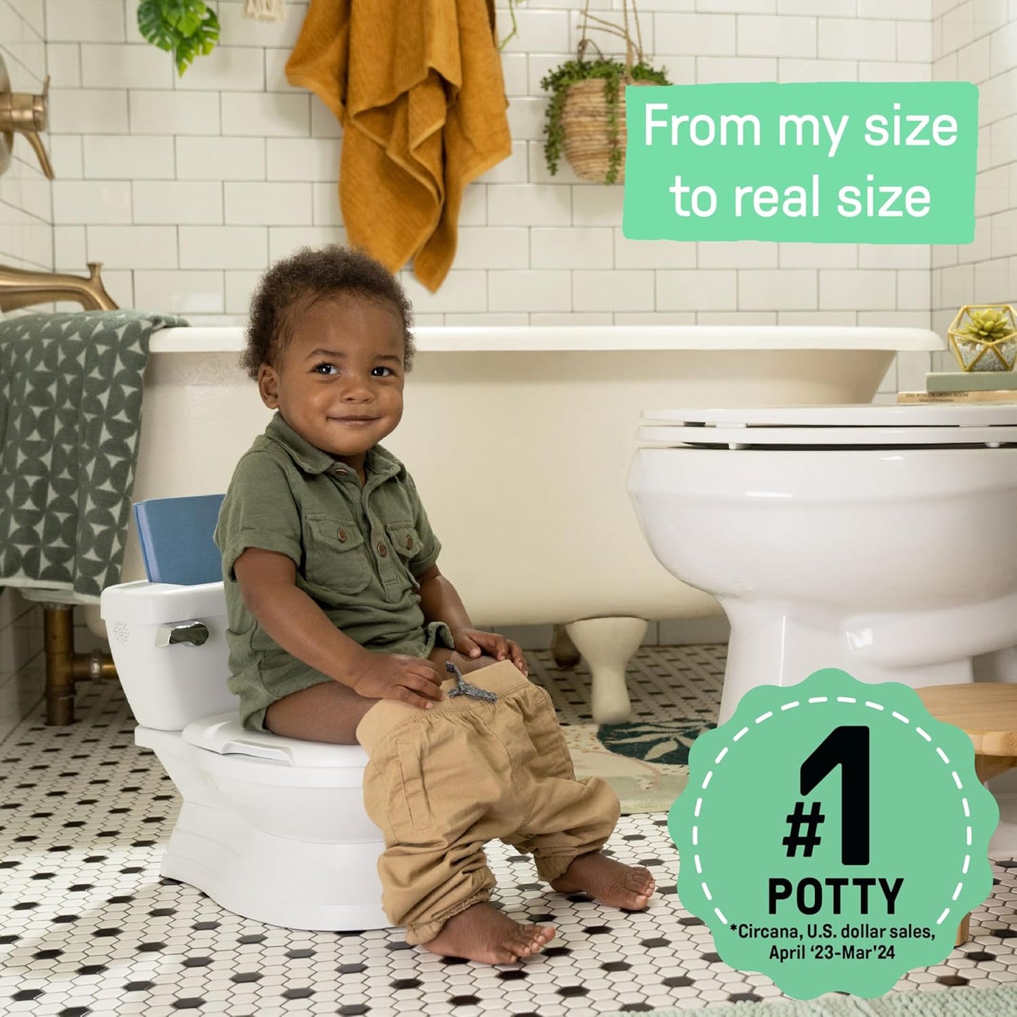 Summer My Size Potty Pro (White) – Realistic Potty Training Toilet with Easy Clean Design and Authentic Flushing Sound