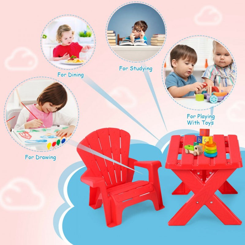 3-Piece Children's Plastic Play Table and Chair Set