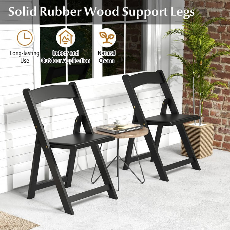 Set of 4 Foldable Dining Chairs with Rubberwood Legs and Cushioned Seats