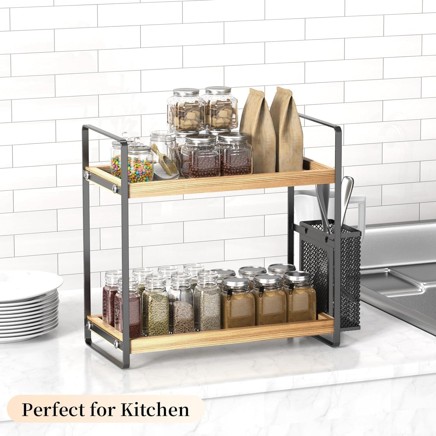 Sophisticated Bathroom Countertop Organizer with Perfume Tray and Vanity Storage Solutions