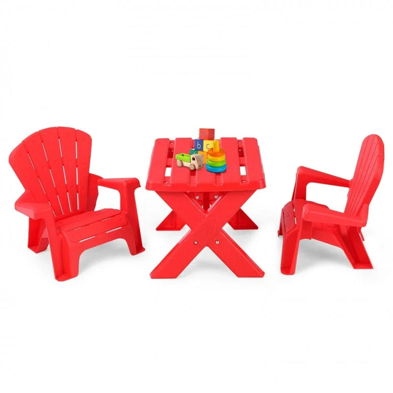 3-Piece Children's Plastic Play Table and Chair Set