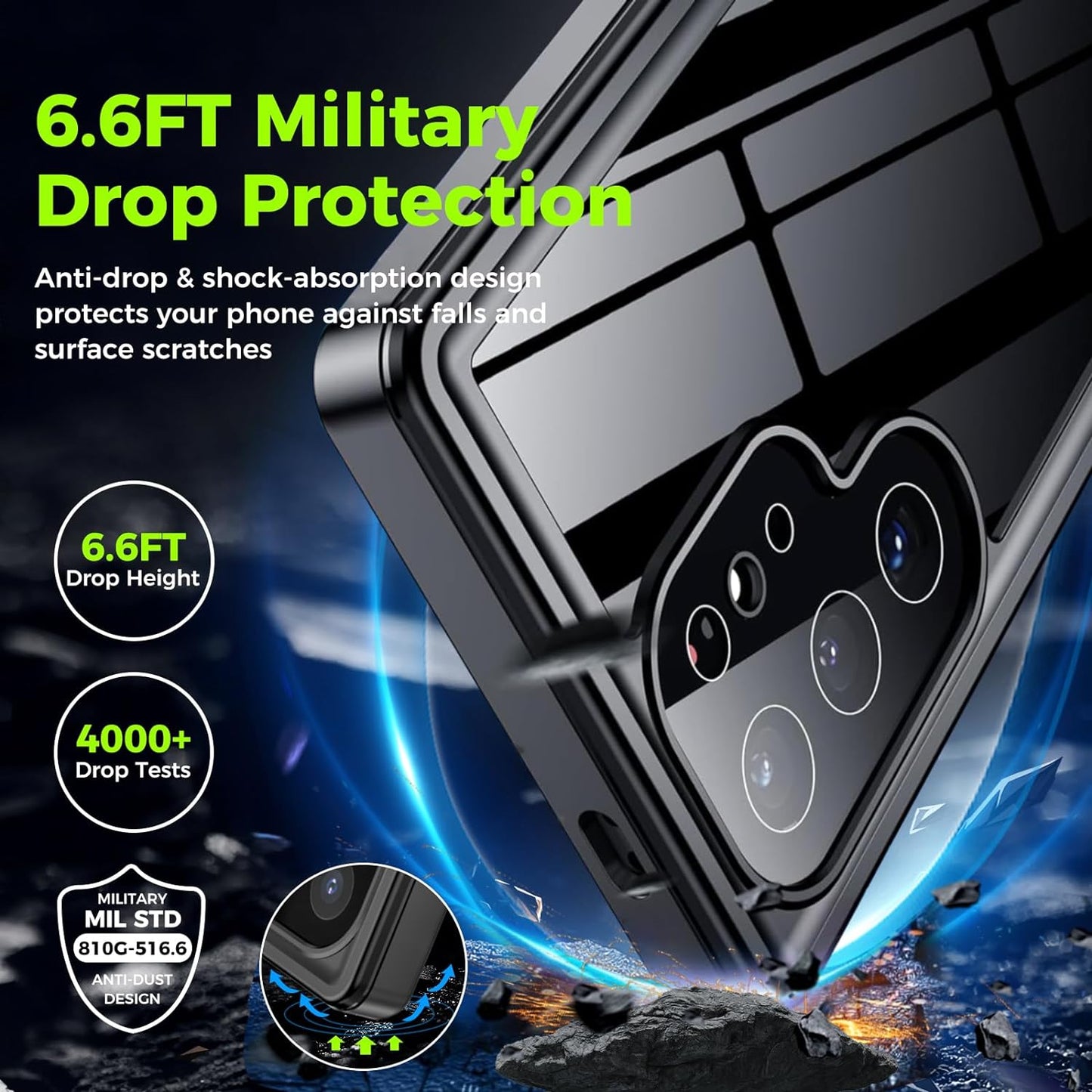 Waterproof Case for Galaxy S24 Ultra - IP68 Rated, Magnetic Kickstand, Lens and Drop Protection, Impact Resistant TPU+PC Design