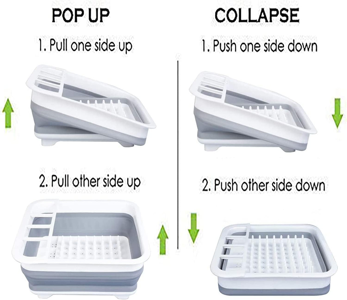 Collapsible Dish Drying Rack and Foldable Dinnerware Organizer for Space-Saving Kitchen and Outdoor Use