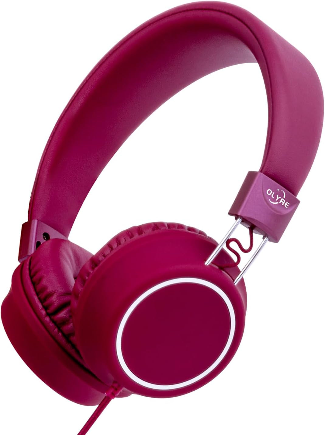 Wired Kids Headphones with Microphone and In-Line Control, Lightweight and Foldable Design for School Use - Compatible with Tablets, Chromebooks, and iPads in Green/Purple