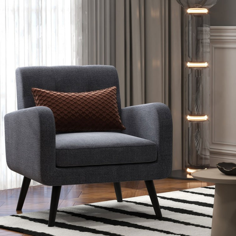 Contemporary Upholstered Accent Chair with Rubberwood Legs