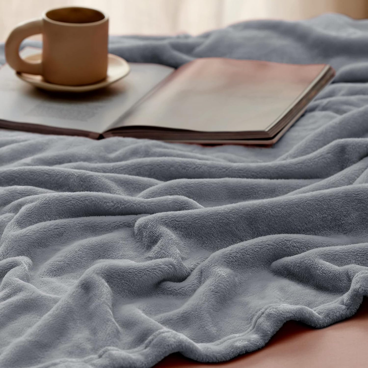 Fleece Throw Blanket for Couch - Grey Throw Blankets, Lightweight Fuzzy Cozy Soft Plush Warm Blankets - 50X60 Inches (Grey)