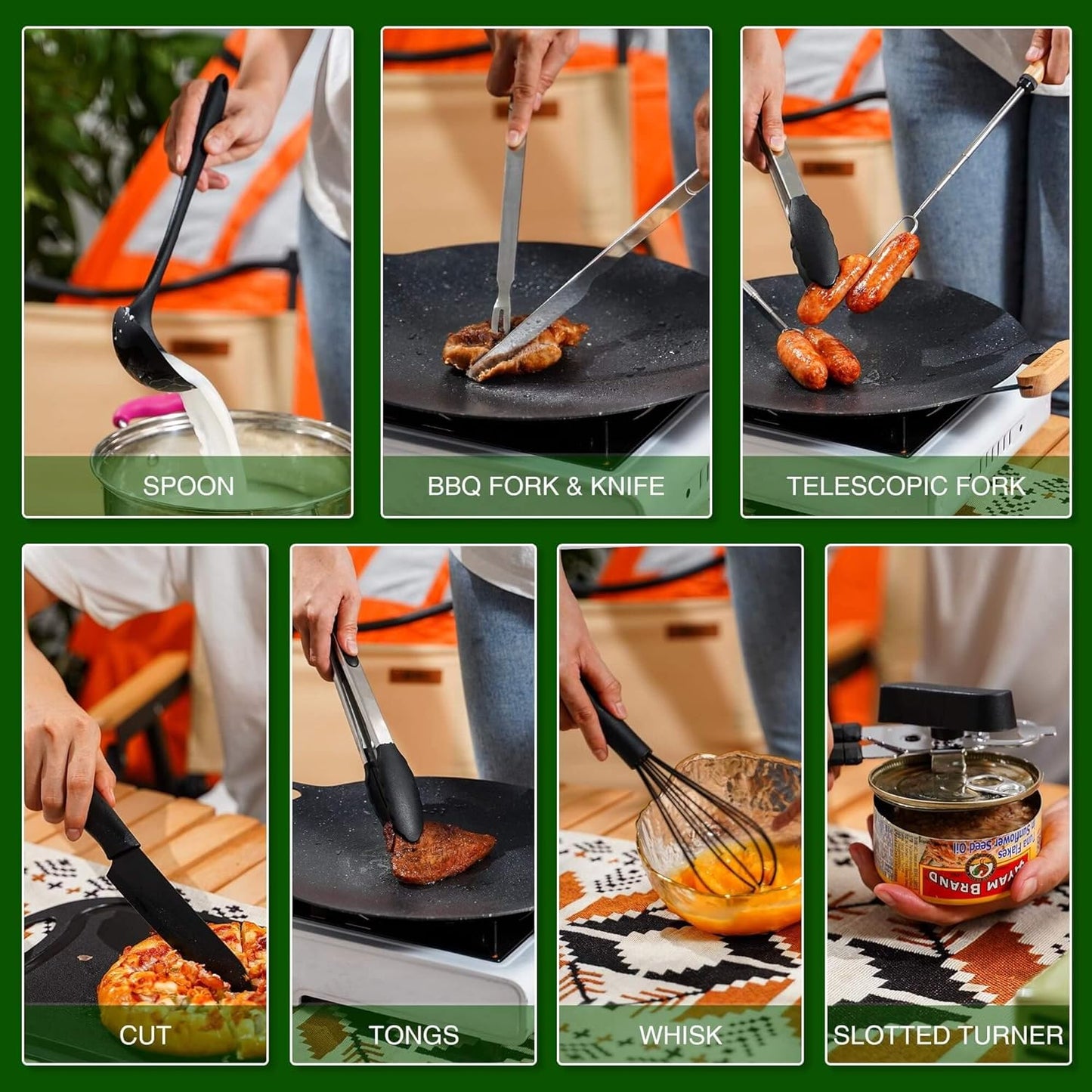 Camping Cooking Cookware Set - Essential Utensils and Accessories for Outdoor Cooking and BBQ, Ideal for Backpacking and Camping Gear