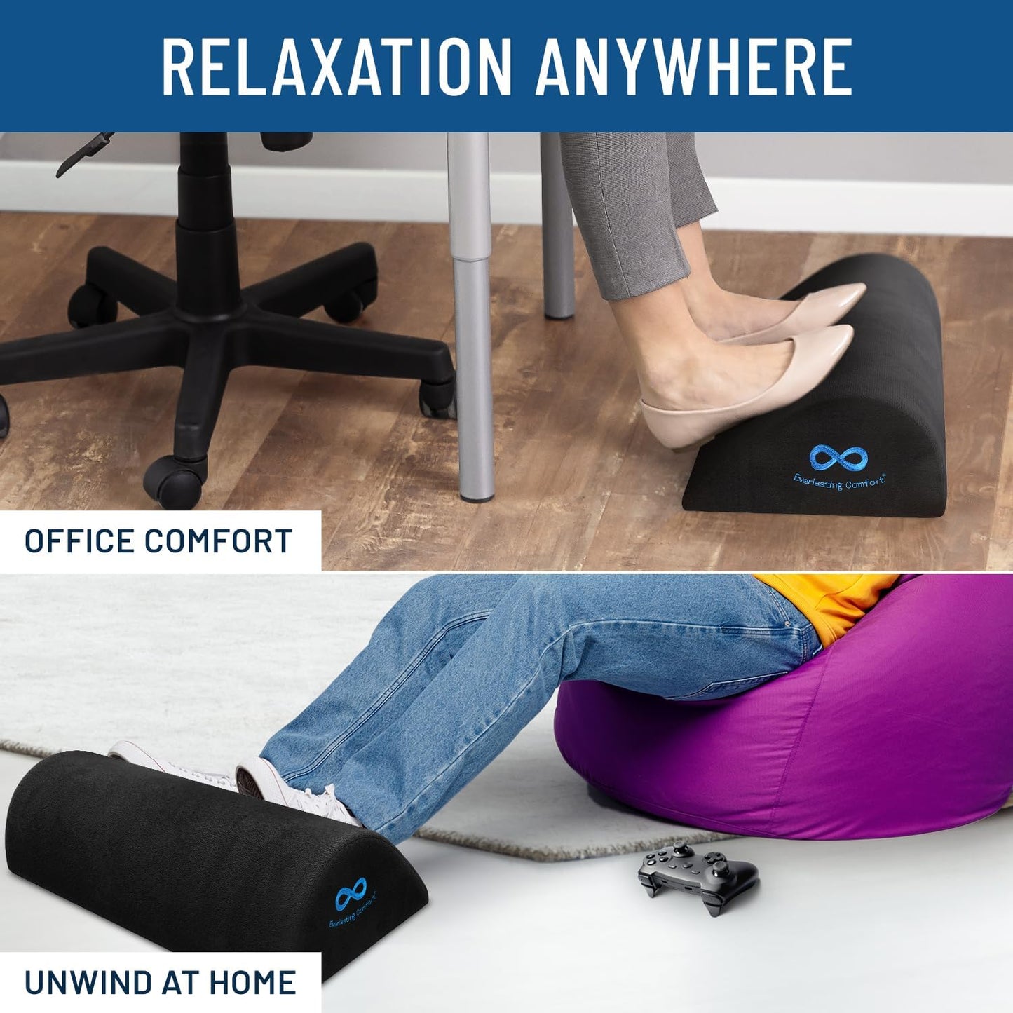 Memory Foam Foot Rest under Desk - Ergonomic Office Foot Stool, Ideal Office Accessory for Foot Support, Repose Pied Bureau