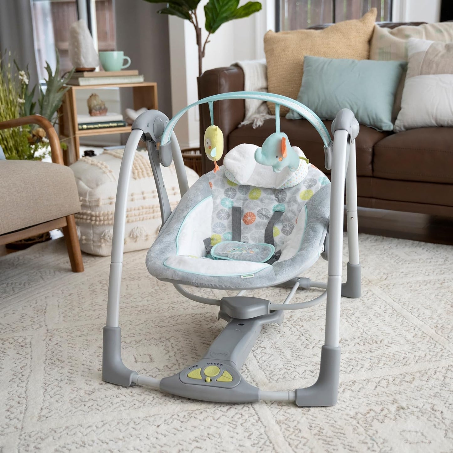 5-Speed Portable Baby Swing with Music, Nature Sounds, and Energy-Efficient Technology for Infants 0-9 Months