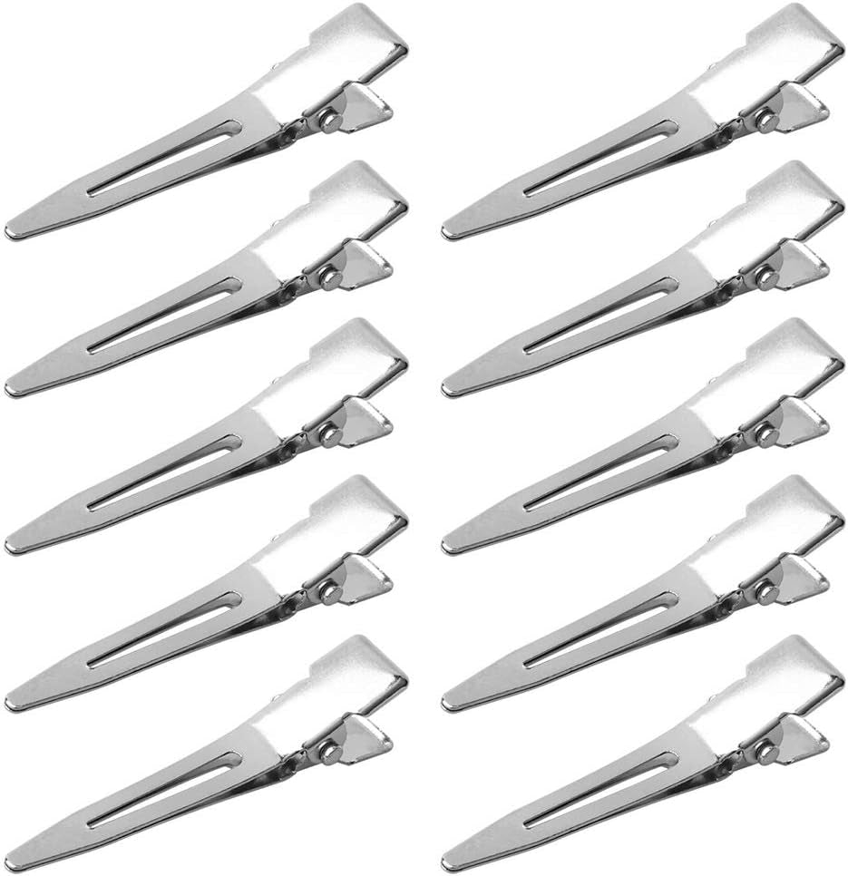 50-Piece Set of 1.75-Inch Silver Metal Curl Clips - Single Prong Duck Bill Sectioning Alligator Hair Pins for Curls