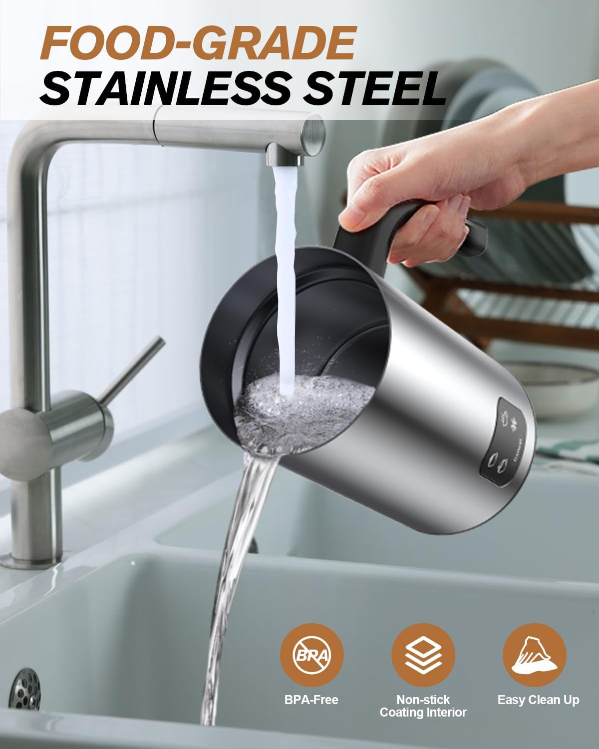 Electric Milk Frother and Steamer, 4-in-1 10 Oz Automatic Foam Maker for Latte and Cappuccino, Stainless Steel Hot and Cold Frothing Device