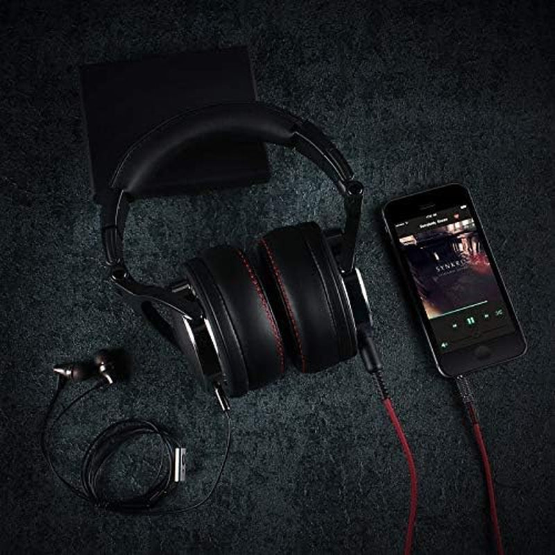 Over-Ear Wired Headphones - 50mm Neodymium Drivers, In-Line Microphone, and Dual 3.5mm/6.35mm Connectors