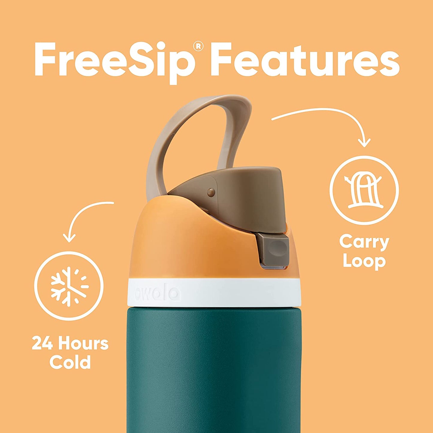 Freesip 24 Oz Insulated Stainless Steel Water Bottle with Straw - BPA-Free