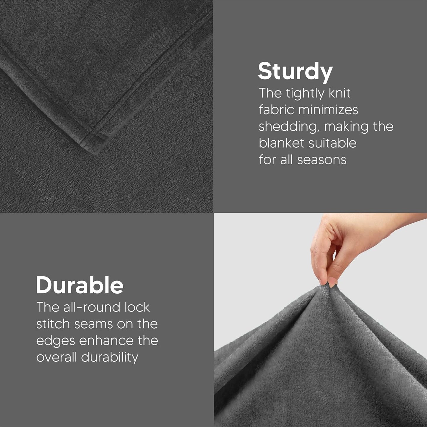 Queen Size Fleece Blanket (Grey, 90x90 Inch) - 300 GSM Anti-Static Microfiber - Lightweight, Cozy Blanket