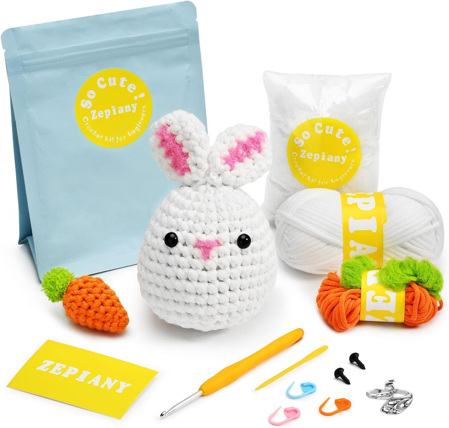 Beginner's Crochet Animal Kit with Step-by-Step Video Tutorials - Ideal Gift for Birthdays for Kids and Adults