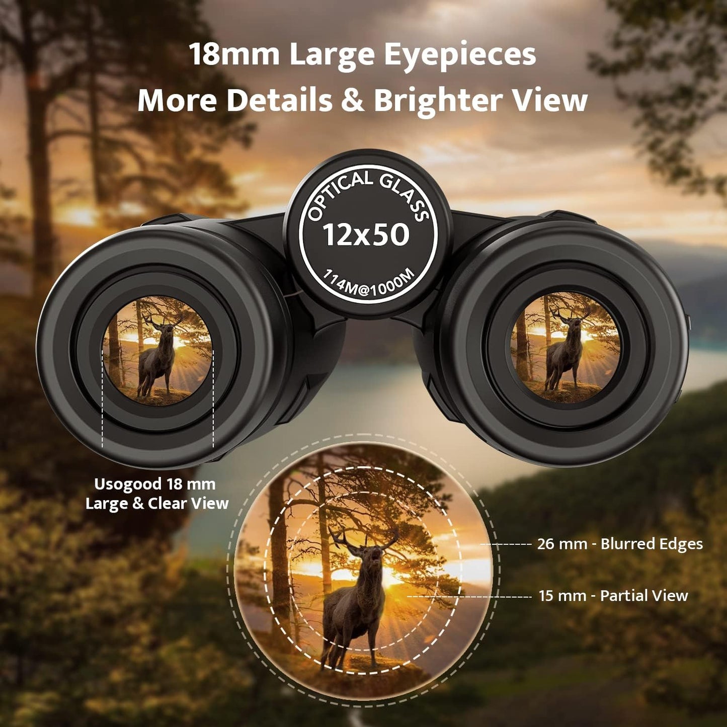 High Definition 12X50 Binoculars for Adults with Phone Adapter and Tripod