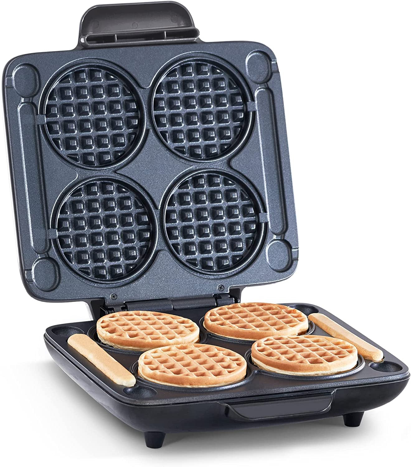 Multi Mini Waffle Maker with Four 4-Inch Nonstick Waffle Molds and Quick Heat-Up Feature
