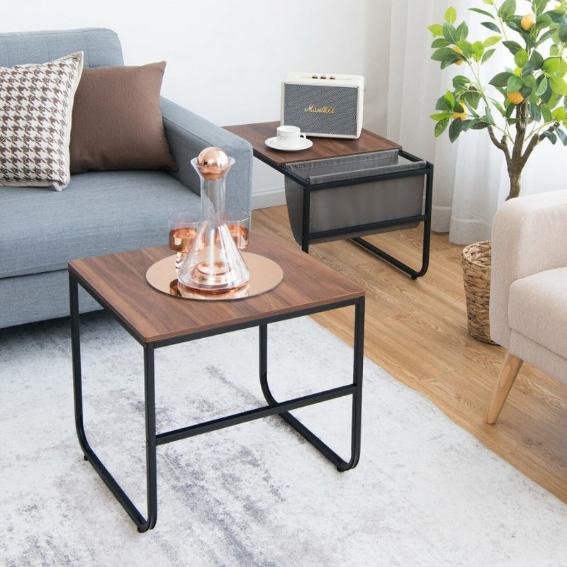 Nesting Coffee Table Set with Side Pocket for Living Room and Bedroom