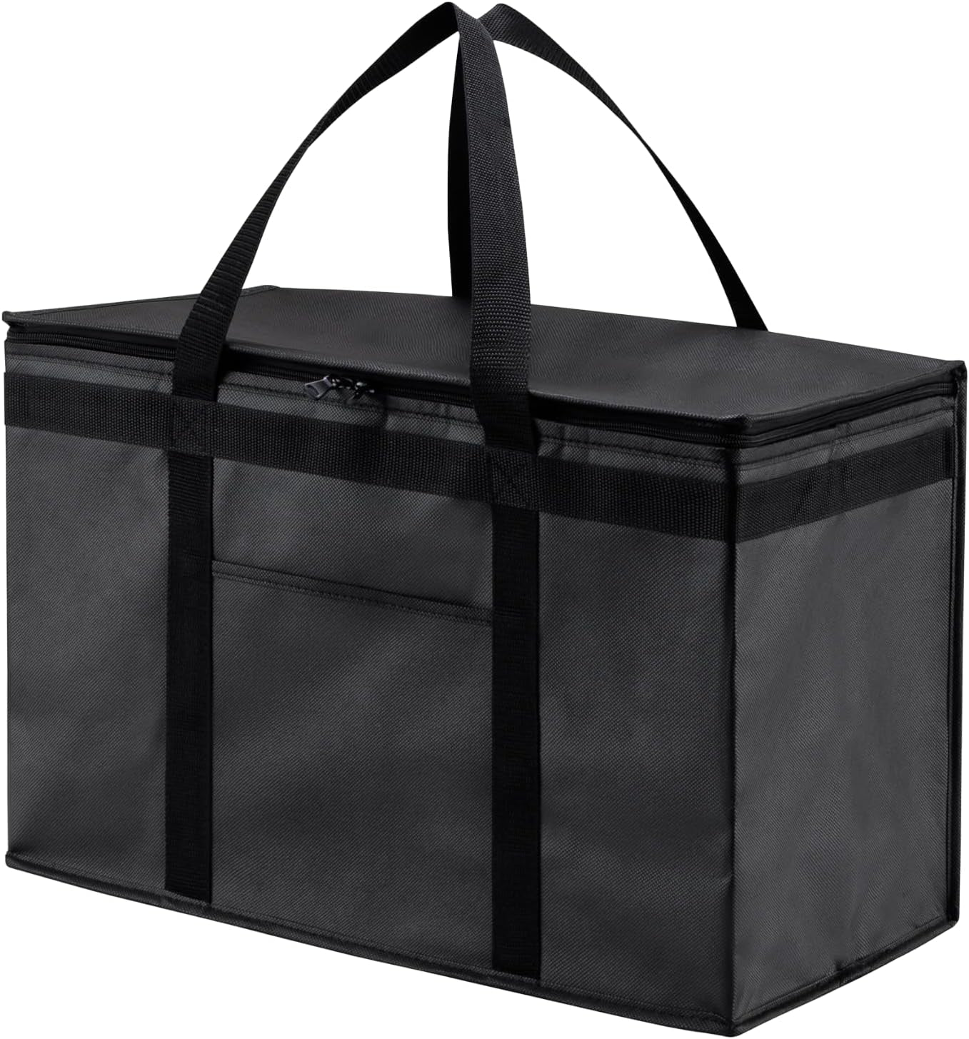 XXL Insulated Cooler Bag and Food Warmer for Food Delivery and Grocery Shopping, Black, Zippered Top (1 Pack)