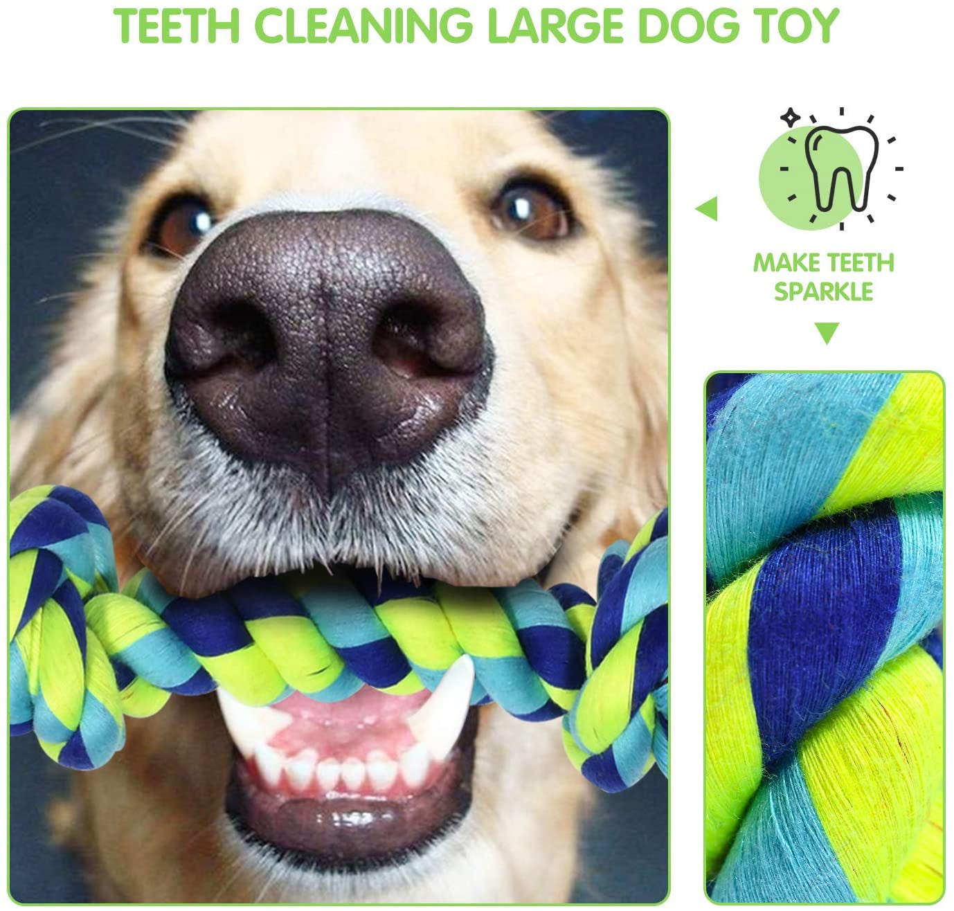 Heavy-Duty Dental Rope Toy Set - Indestructible Cotton Tug Toys, Large, Medium Dogs, 9-Piece Kit with 5 Knots