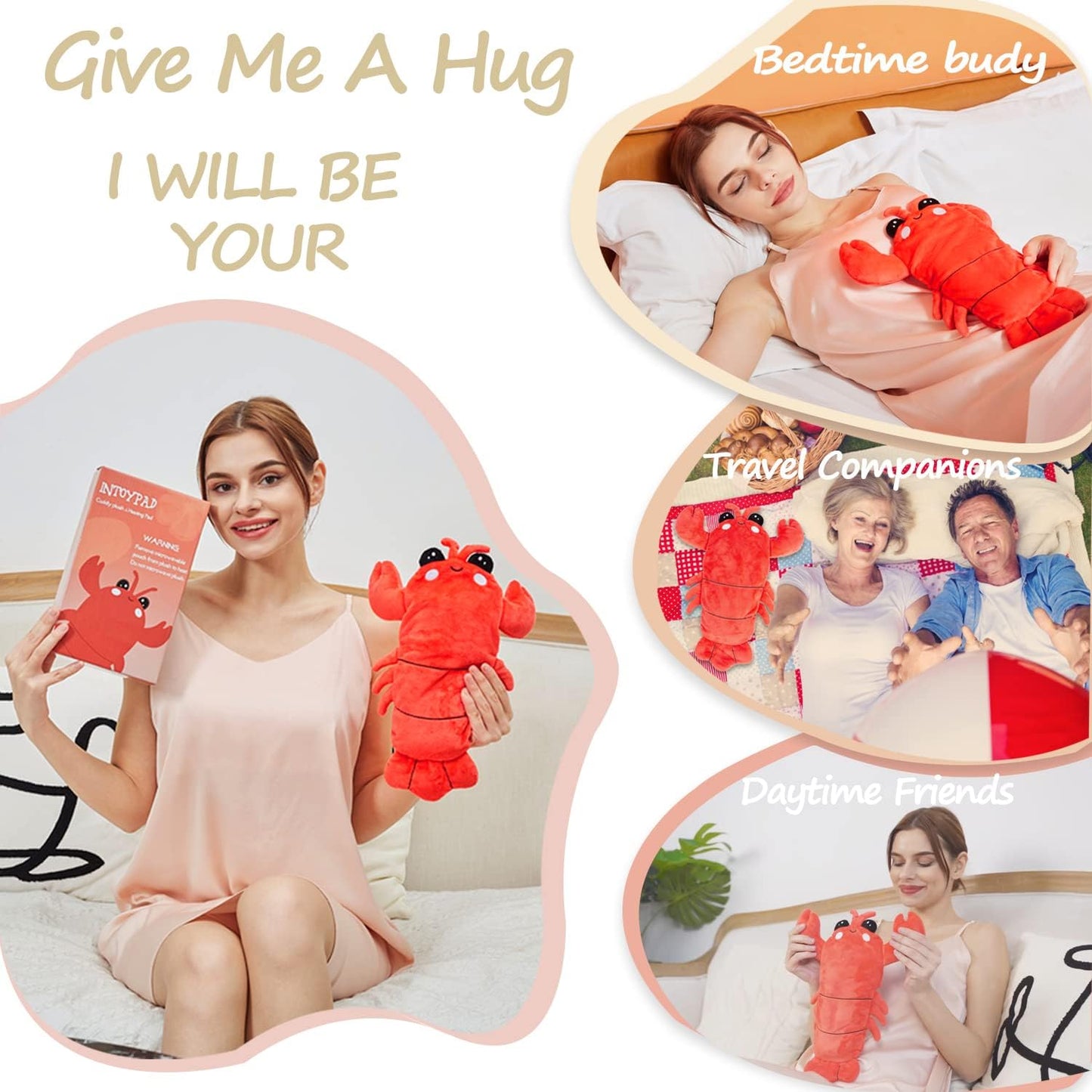 Microwavable Heating Pad for Cramps, Cuddly Warming Pillow, Cute Lobster Plush with Heating Pad