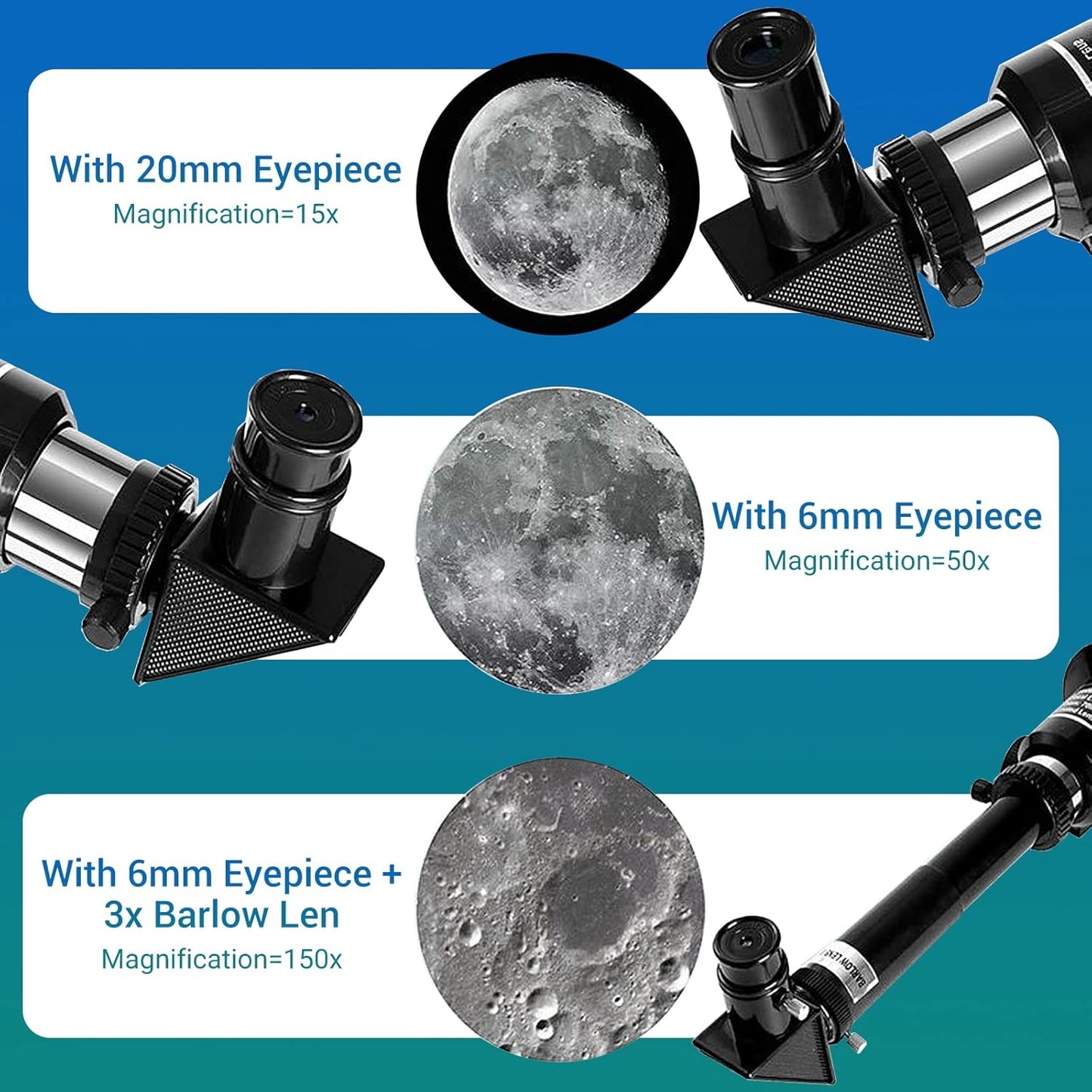 High Definition Refractor Telescope for Beginners and Children, 70mm Aperture with 300mm Focal Length