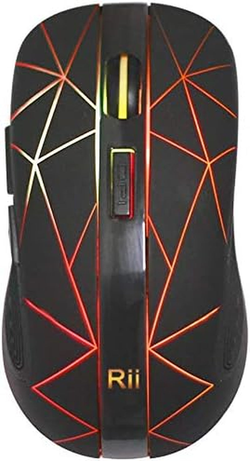 Wireless Mouse, RGB Rechargeable - 3 Adjustable Moving Speeds, Usb Cordless 6 Buttons Mouse with USB Nano Receiver