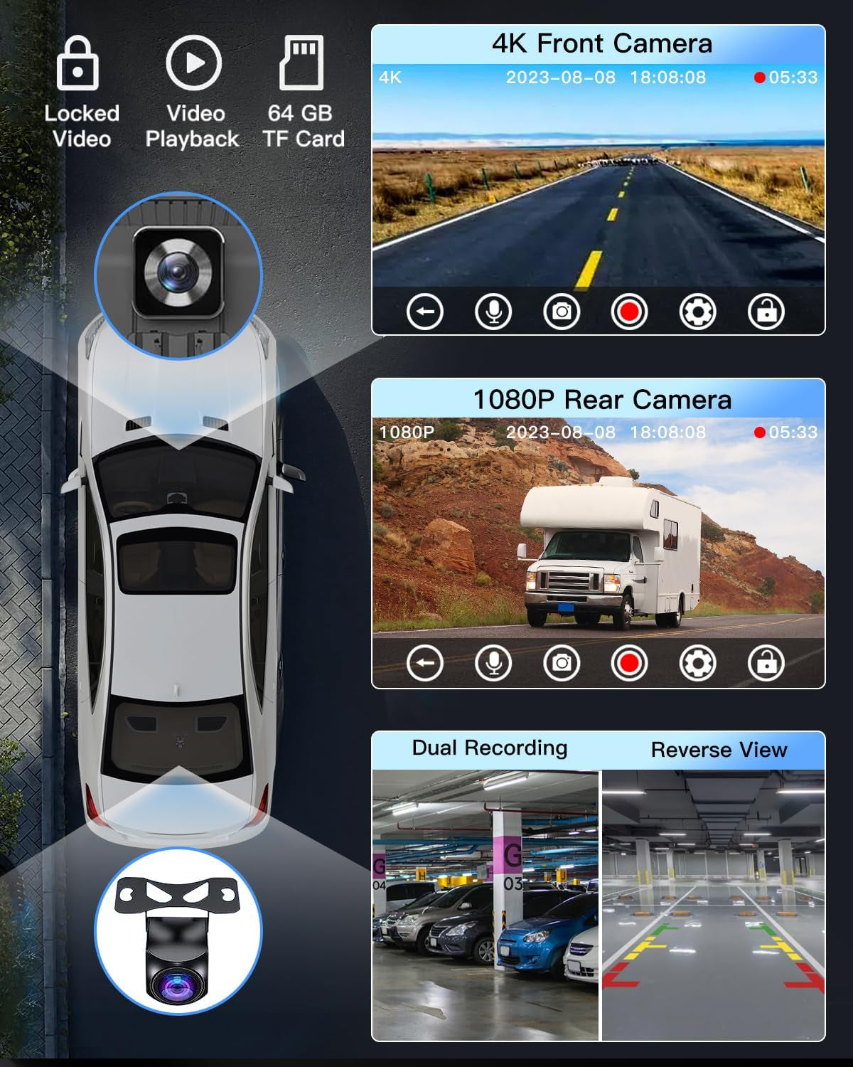 9-Inch Wireless CarPlay Touchscreen Stereo - 4K Dash Cam, Backup Camera, Navigation, Bluetooth -Apple CarPlay, Android Auto