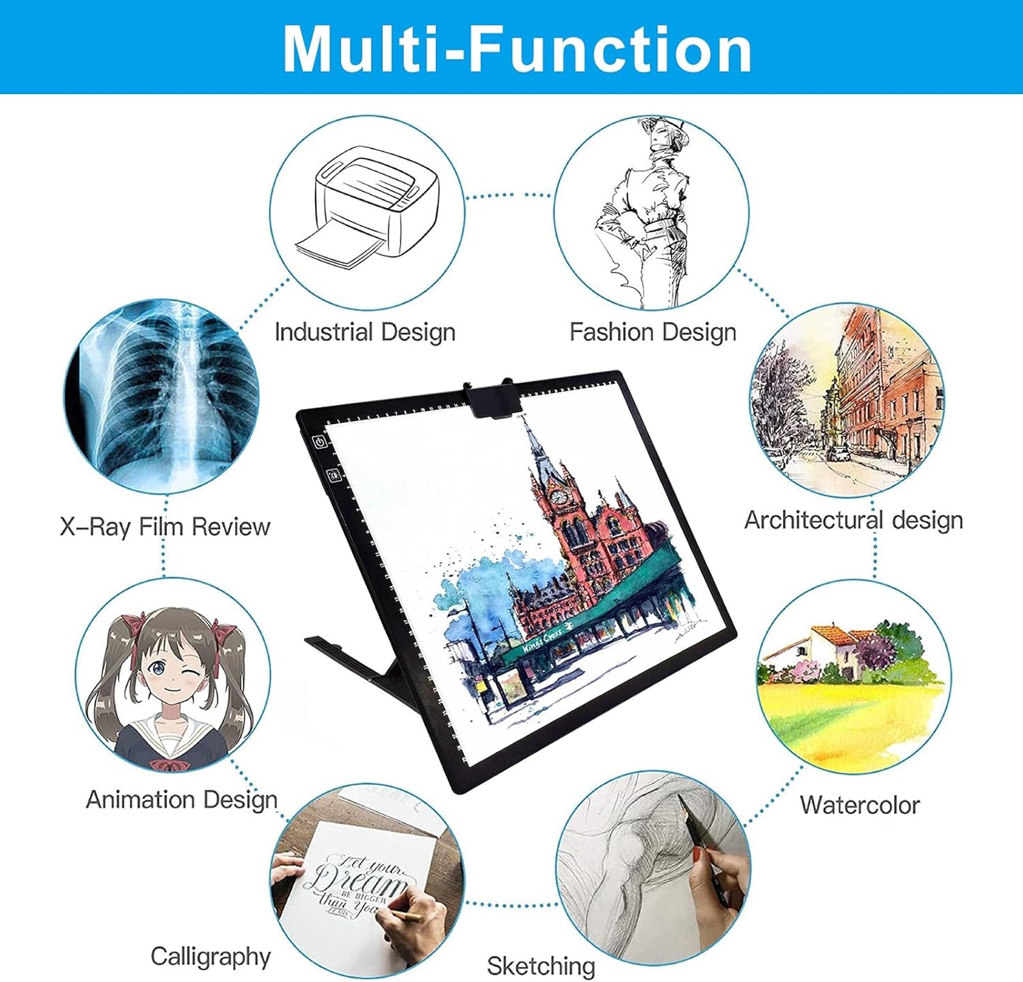 A3 Light Pad, Rechargeable Light Board for Diamond Painting, Tracing Light Box, Stand and Clip,Table Lightbox, Tracing, Drawing