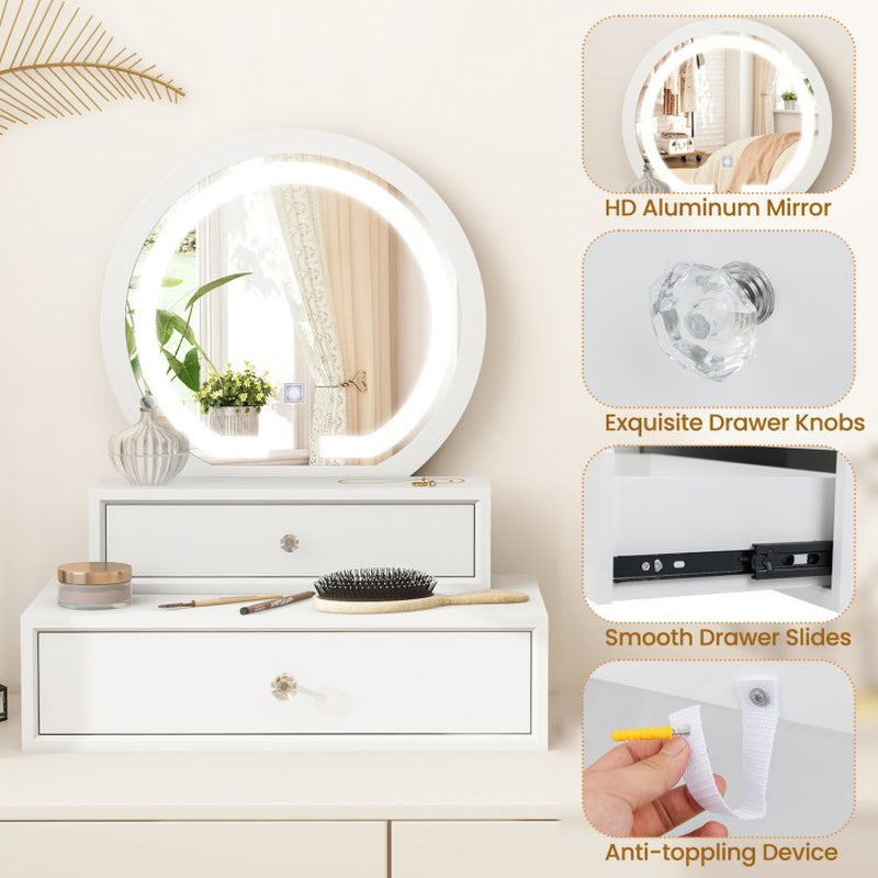 Illuminated Vanity Mirror for Bedroom Tabletop Use